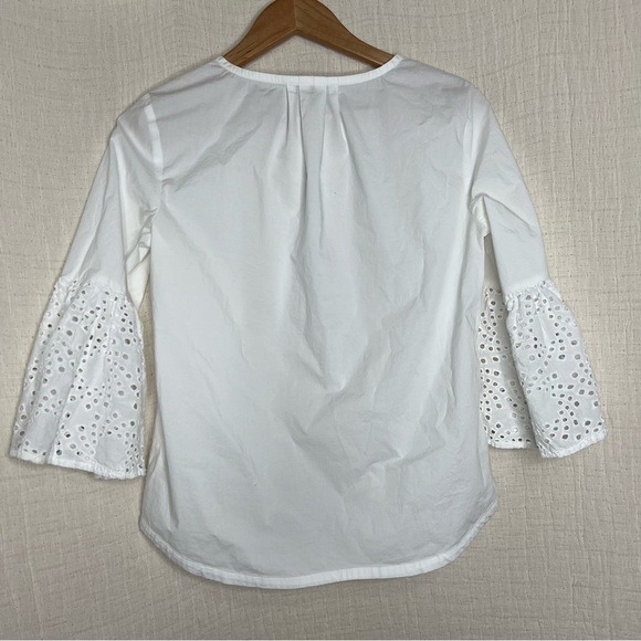 Banana Republic White Eyelet Bell Sleeve Blouse size XS - Picture 4 of 8